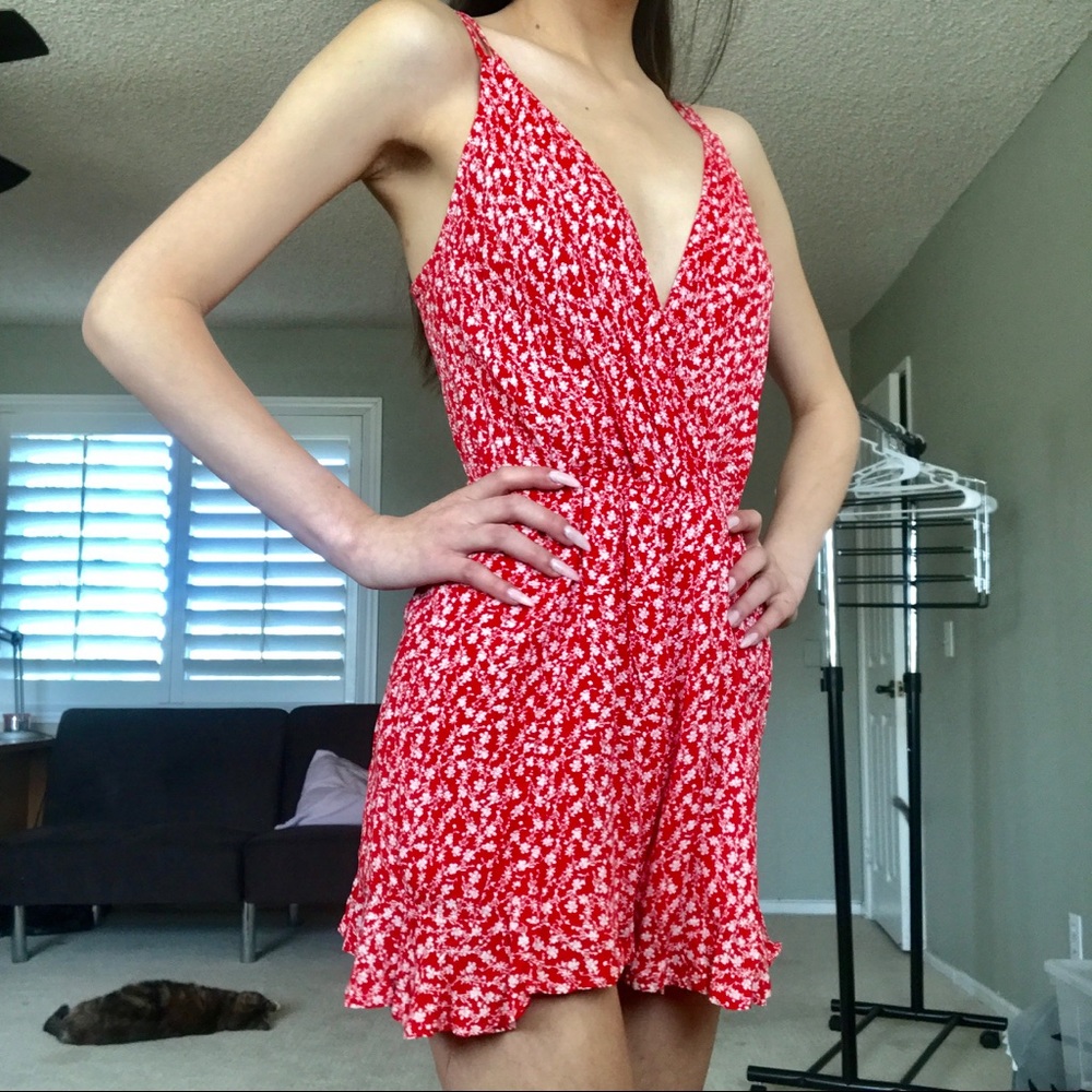 Red floral dress
